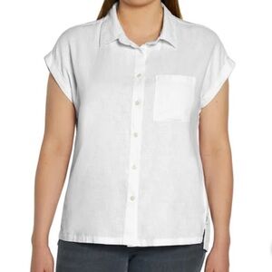 New with tags! Orvis Ladies' Linen Blend Short Sleeve Shirt white